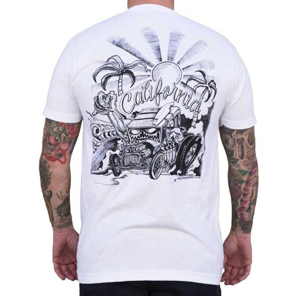 Men's California White Custom Tattoo Art Tee S-2XL